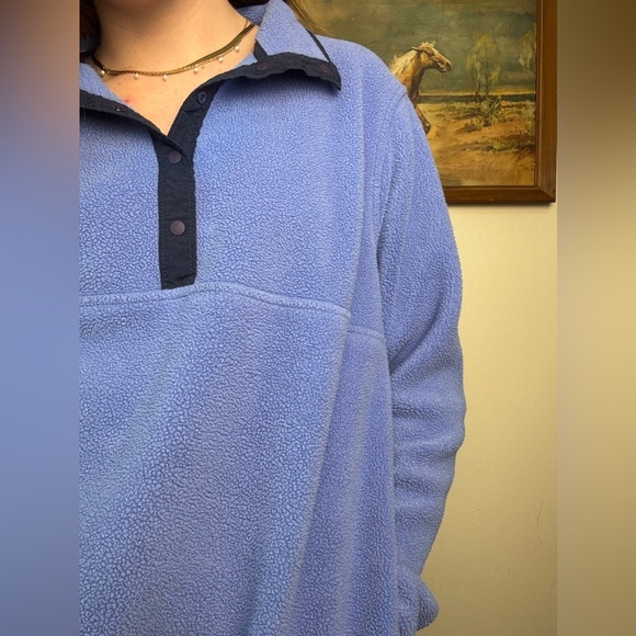 LL Bean blue fleece vintage t-snap pullover - size extra large XL - Picture 3 of 4